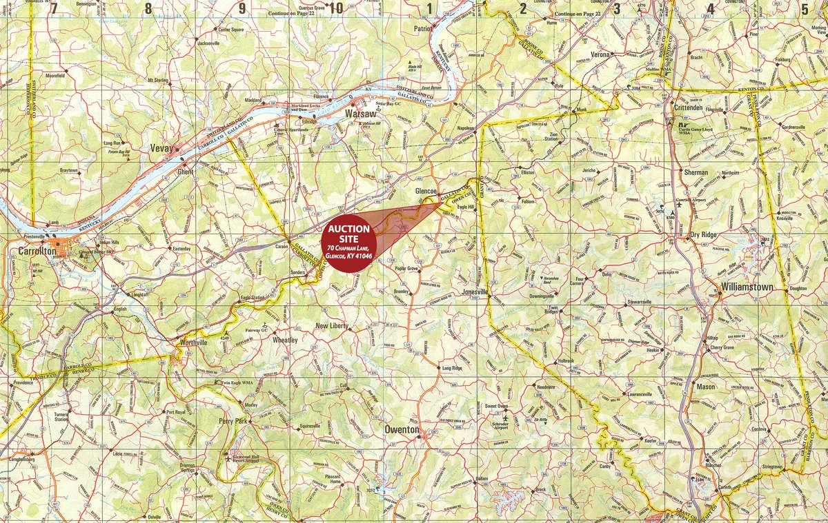 Area map - REAL ESTATE & FARM EQUIPMENT AUCTION - 4.95+/- ACRES IN 3 TRACTS IN GALLATIN COUNTY, KENTUCKY